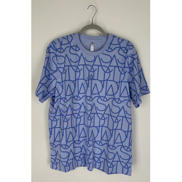 Adidas Script Tee Blue Dawn Mens Large New T Shirt Short Sleeve - Picture 1 of 6